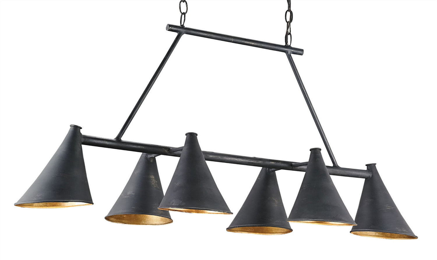 Currey and Company - 9841 - Six Light Chandelier - Culpepper - French Black/Contemporary Gold Leaf