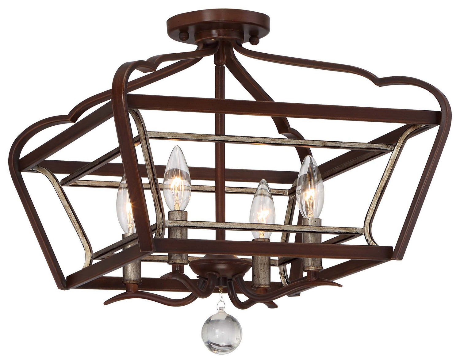 Minka-Lavery - 4347-593 - Four Light Semi Flush Mount - Astrapia - Dark Rubbed Sienna w/Aged Silver