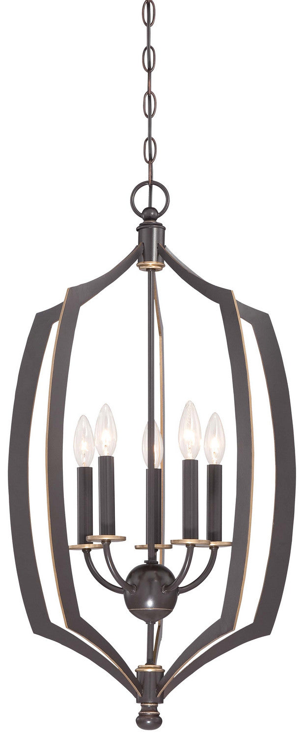 Minka-Lavery - 4373-579 - Five Light Pendant - Middletown - Downton Bronze w/Gold Highlights