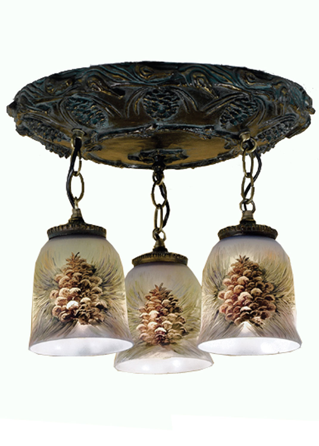 Meyda Tiffany - 49537 - Three Light Pendant - Pinecone - Golden Pine