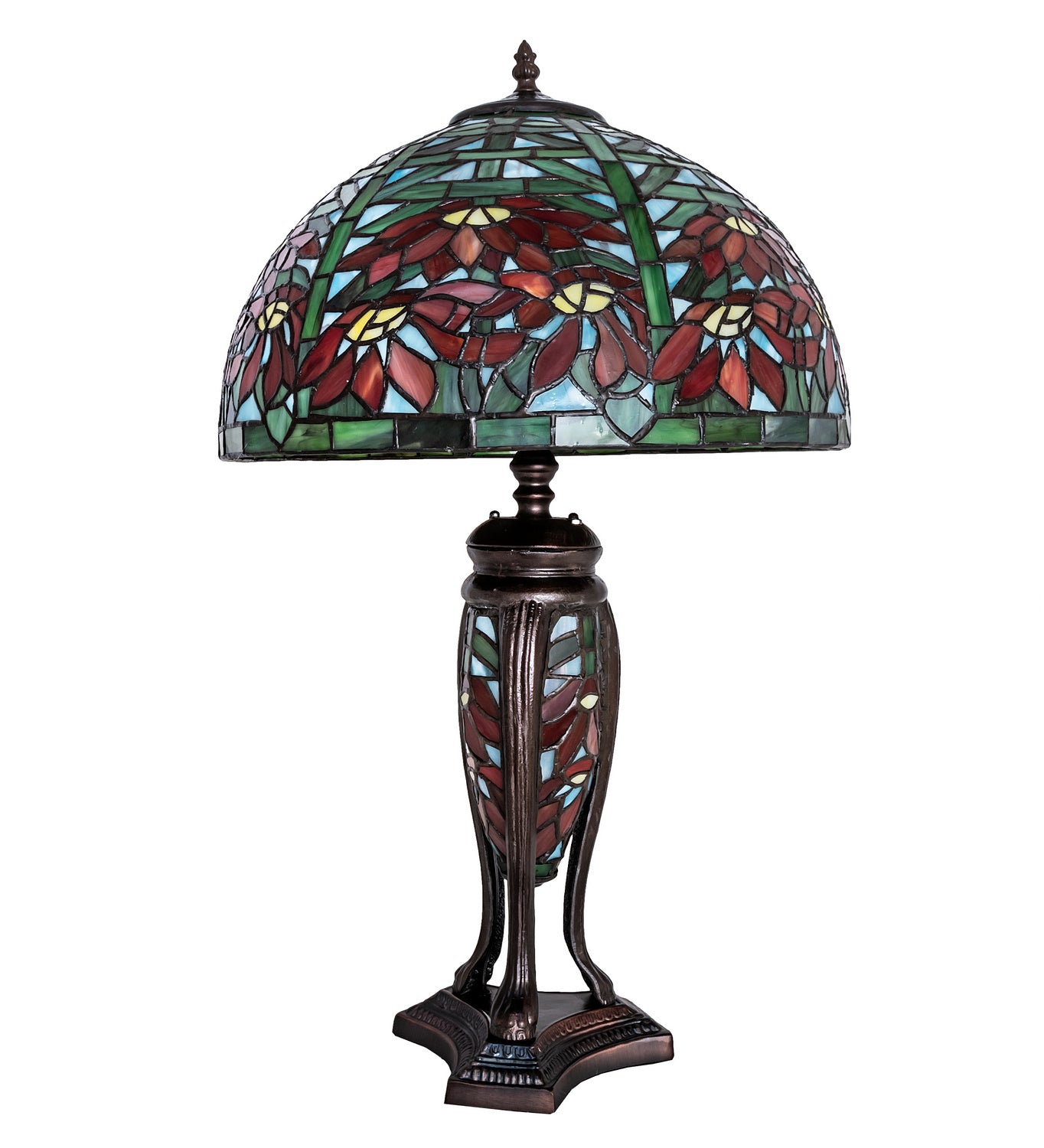 Meyda Tiffany - 65896 - 25"Table Lamp - Tiffany Poinsettia - Mahogany Bronze