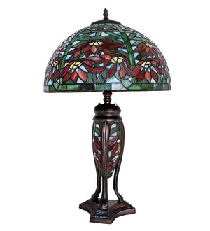 Meyda Tiffany - 65896 - 25"Table Lamp - Tiffany Poinsettia - Mahogany Bronze