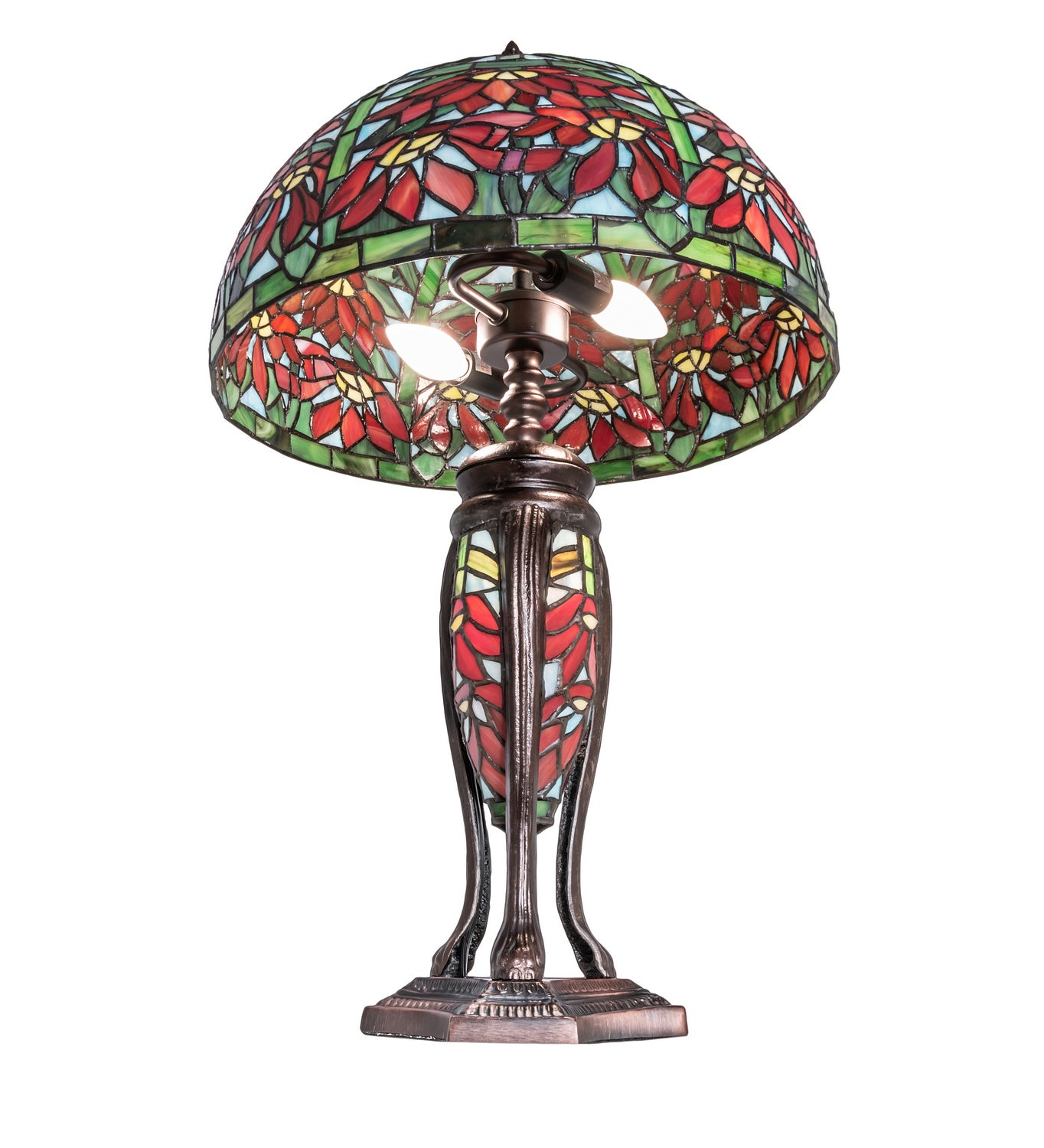 Meyda Tiffany - 65896 - 25"Table Lamp - Tiffany Poinsettia - Mahogany Bronze