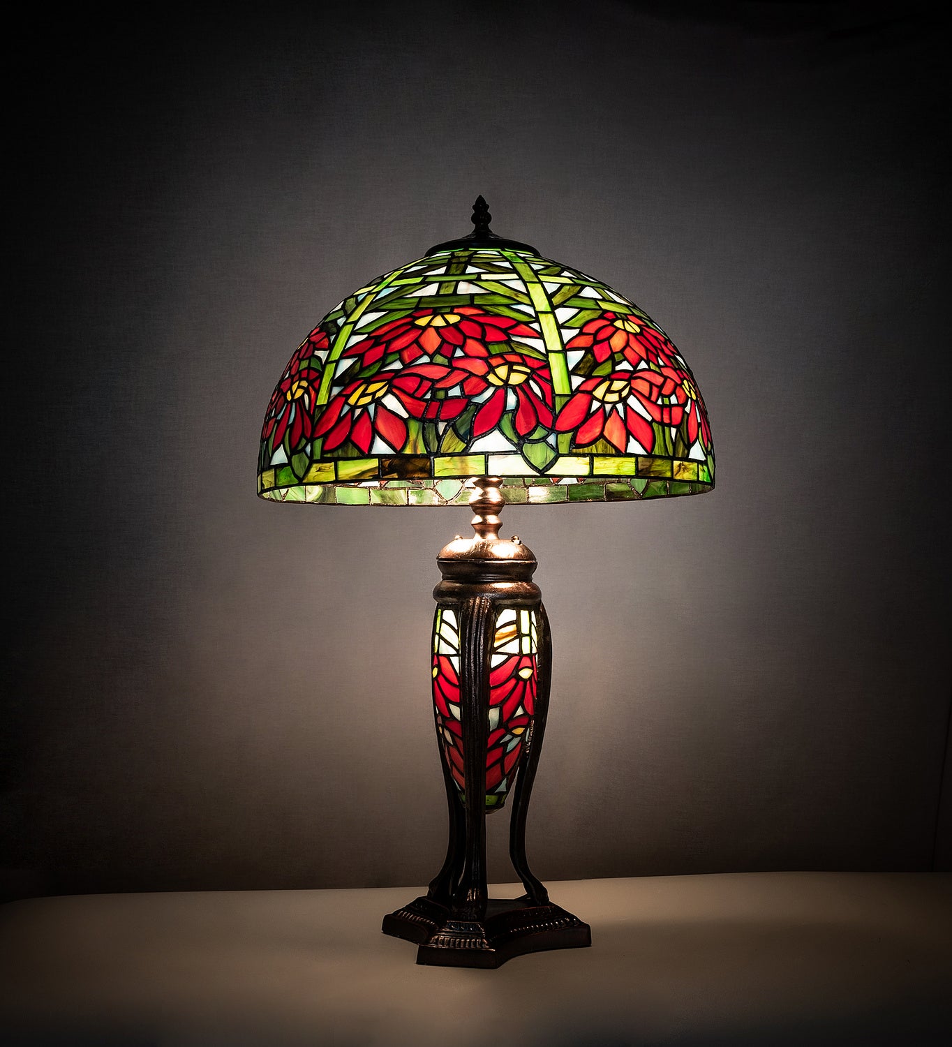 Meyda Tiffany - 65896 - 25"Table Lamp - Tiffany Poinsettia - Mahogany Bronze