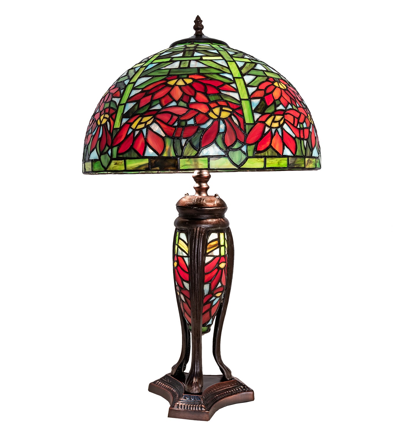 Meyda Tiffany - 65896 - 25"Table Lamp - Tiffany Poinsettia - Mahogany Bronze