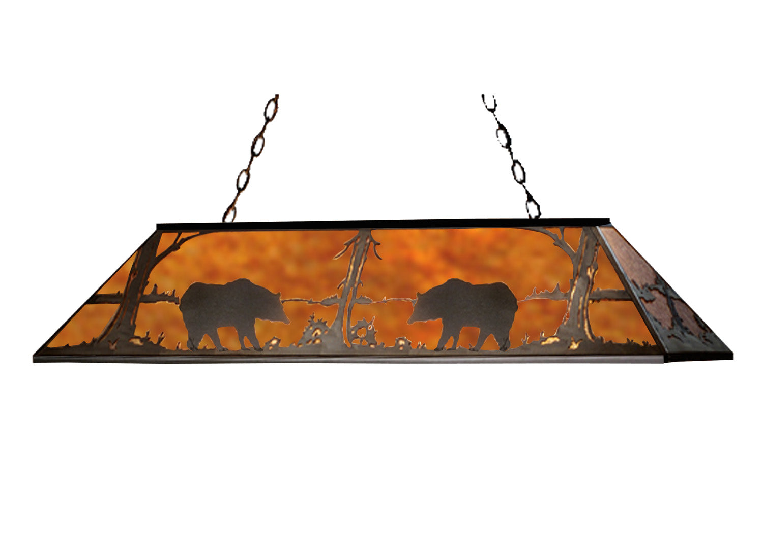 Meyda Tiffany - 71348 - Nine Light Oblong Pendant - Bear At Lake - Textured Black