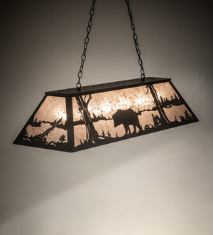 Meyda Tiffany - 110854 - Nine Light Oblong Pendant - Bear At Lake - Textured Black