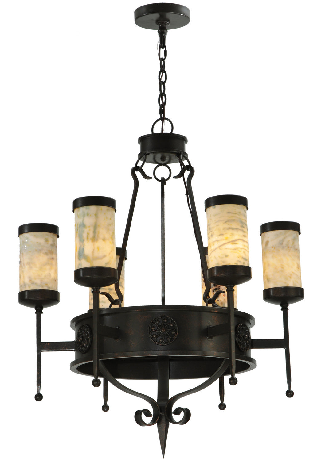 Meyda Tiffany - 135392 - Six Light Chandelier - Lorenzo - Gilded Tobacco