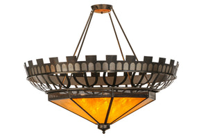 Meyda Tiffany - 141049 - 12 Light Inverted Pendant - Davis Street - Craftsman Brown On Waxed Brass