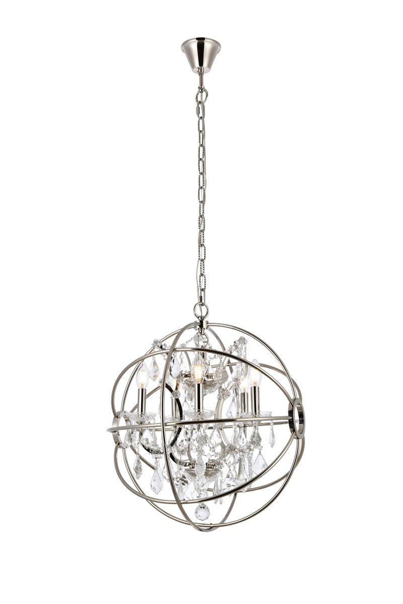 Elegant Lighting - 1130D20PN/RC - Five Light Pendant - Geneva - Polished nickel