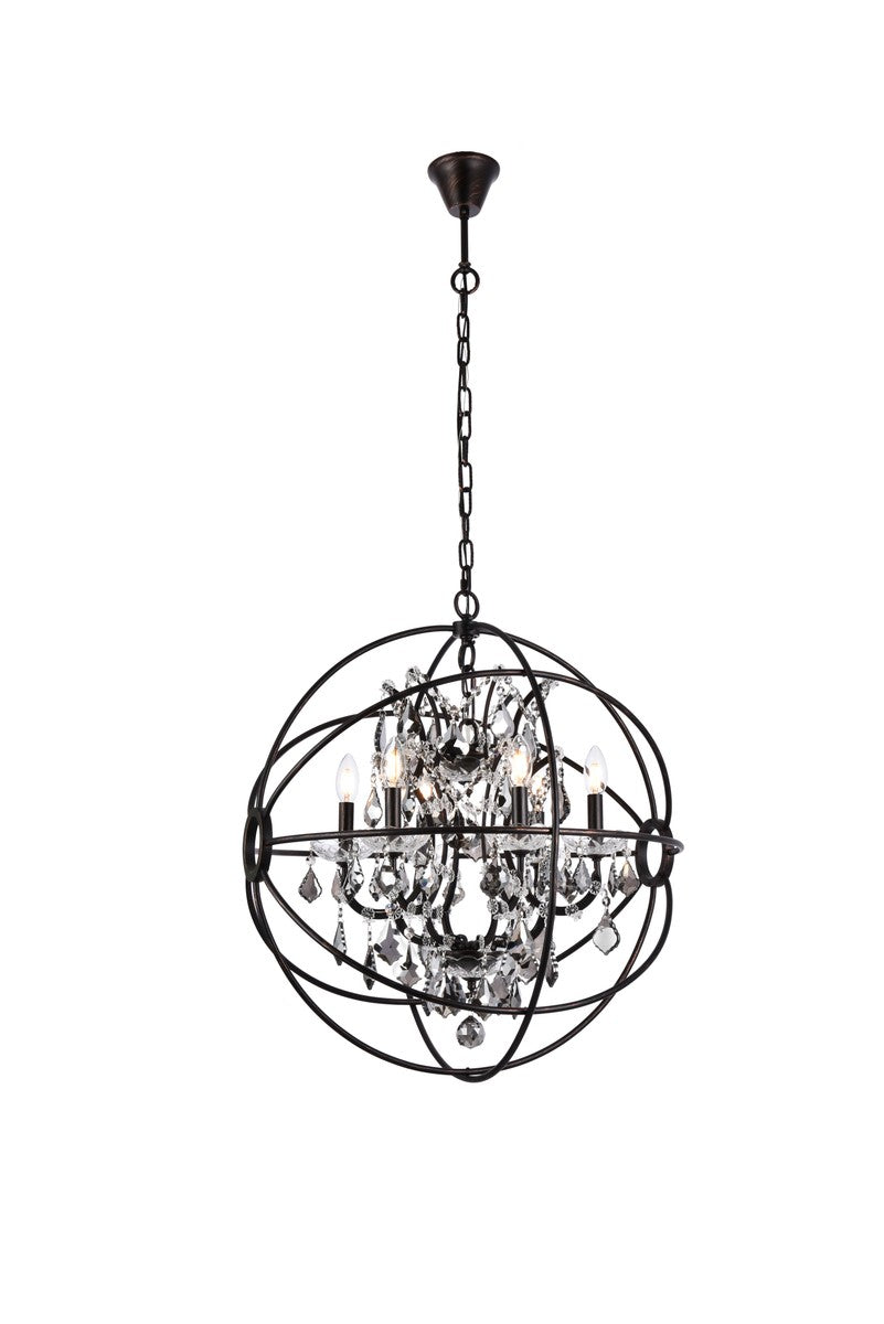 Elegant Lighting - 1130D25DB-SS/RC - Six Light Chandelier - Geneva - Dark Bronze