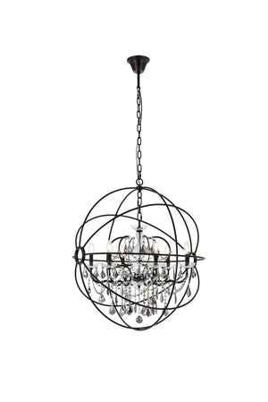 Elegant Lighting - 1130D32DB-SS/RC - Six Light Chandelier - Geneva - Dark Bronze