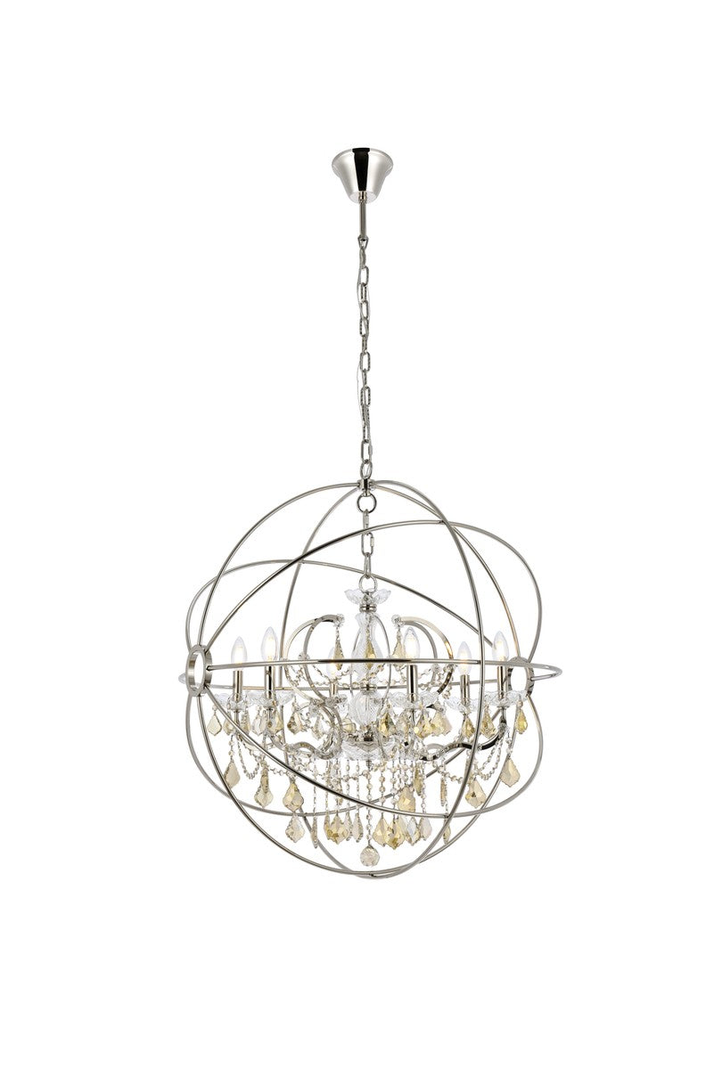 Elegant Lighting - 1130D32PN-GT/RC - Six Light Chandelier - Geneva - Polished Nickel