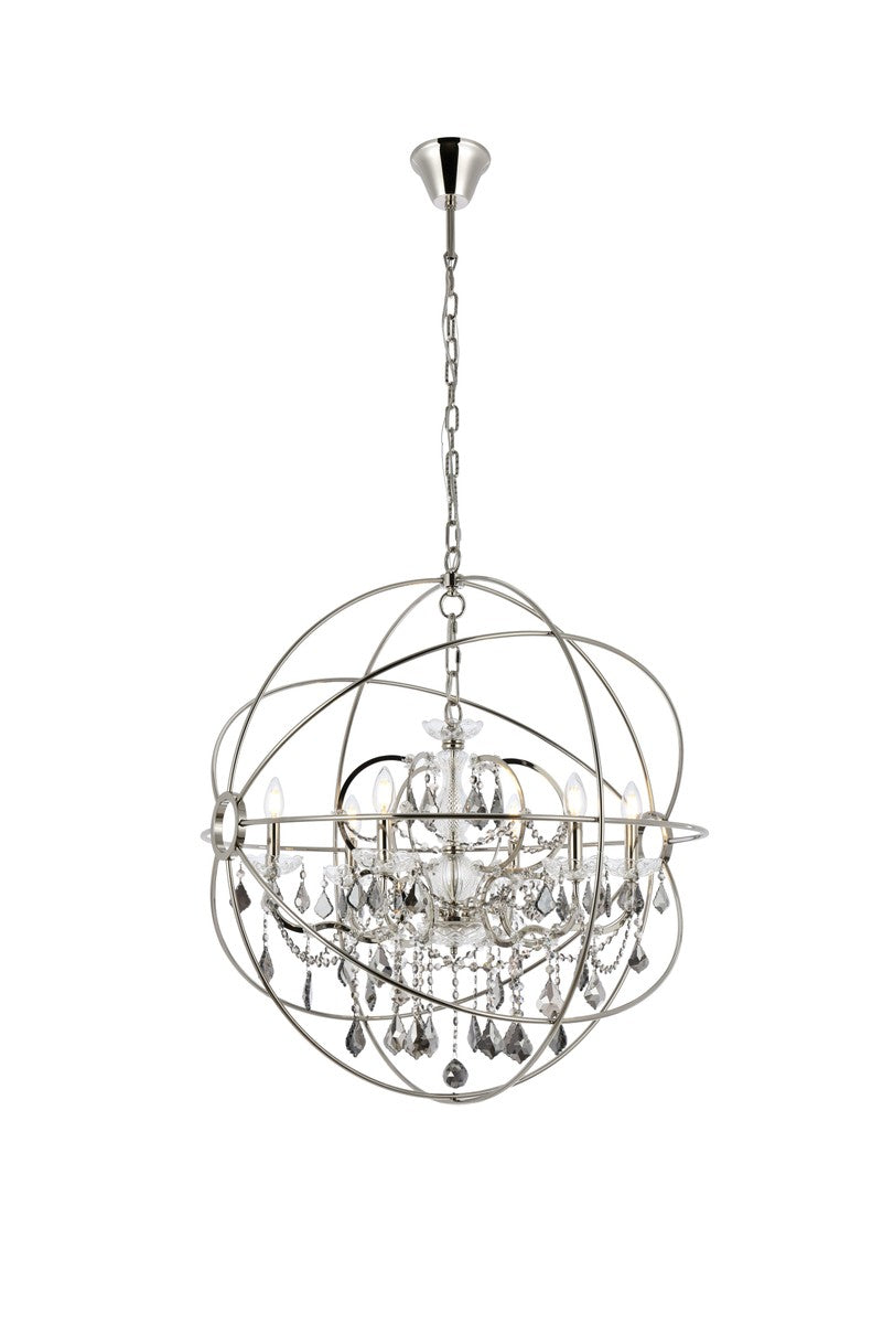 Elegant Lighting - 1130D32PN-SS/RC - Six Light Chandelier - Geneva - Polished Nickel