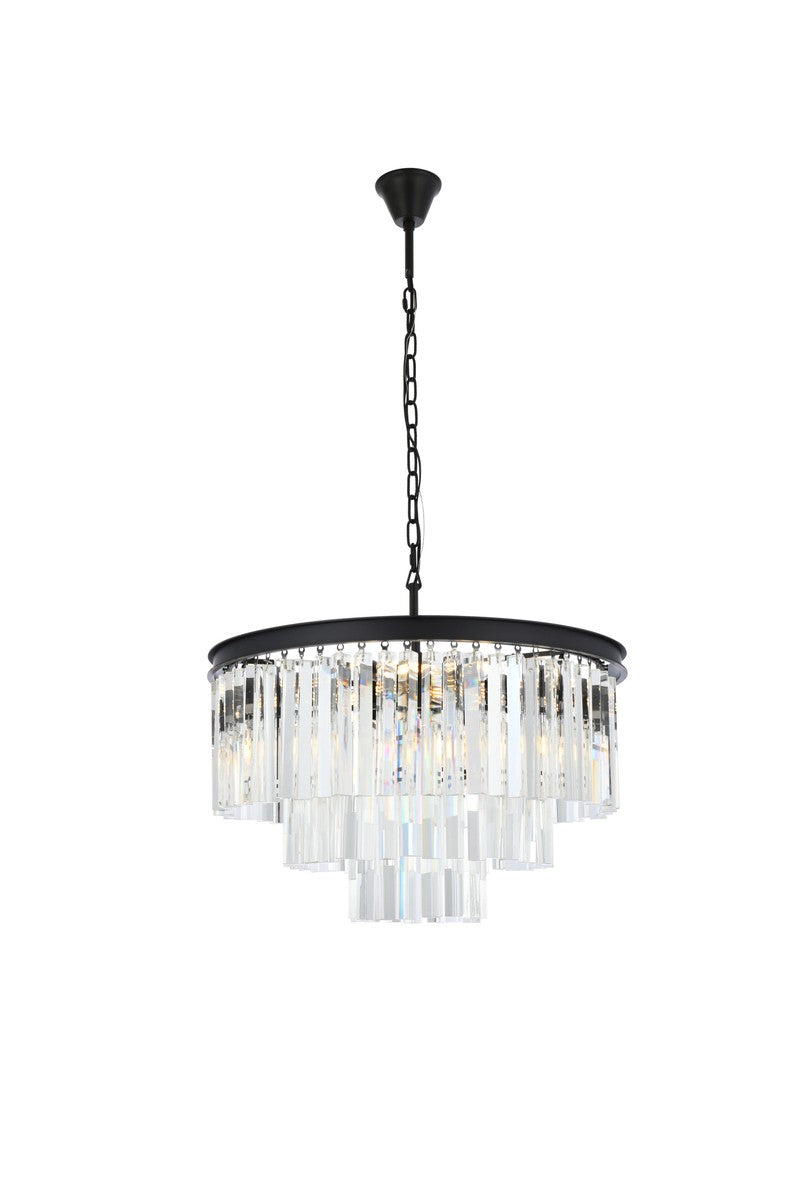 Elegant Lighting - 1201D26MB/RC - Nine Light Chandelier - Sydney - Matte Black