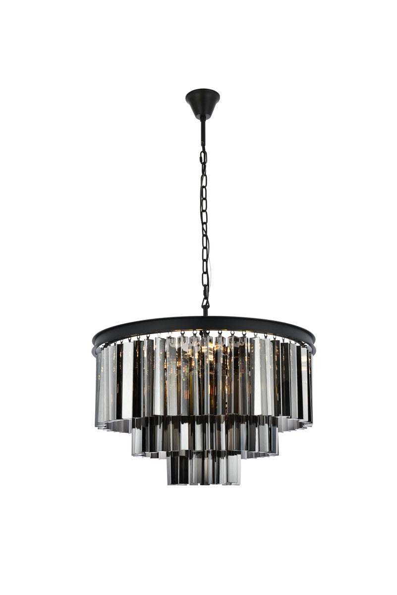 Elegant Lighting - 1201D26MB-SS/RC - Nine Light Chandelier - Sydney - Matte Black