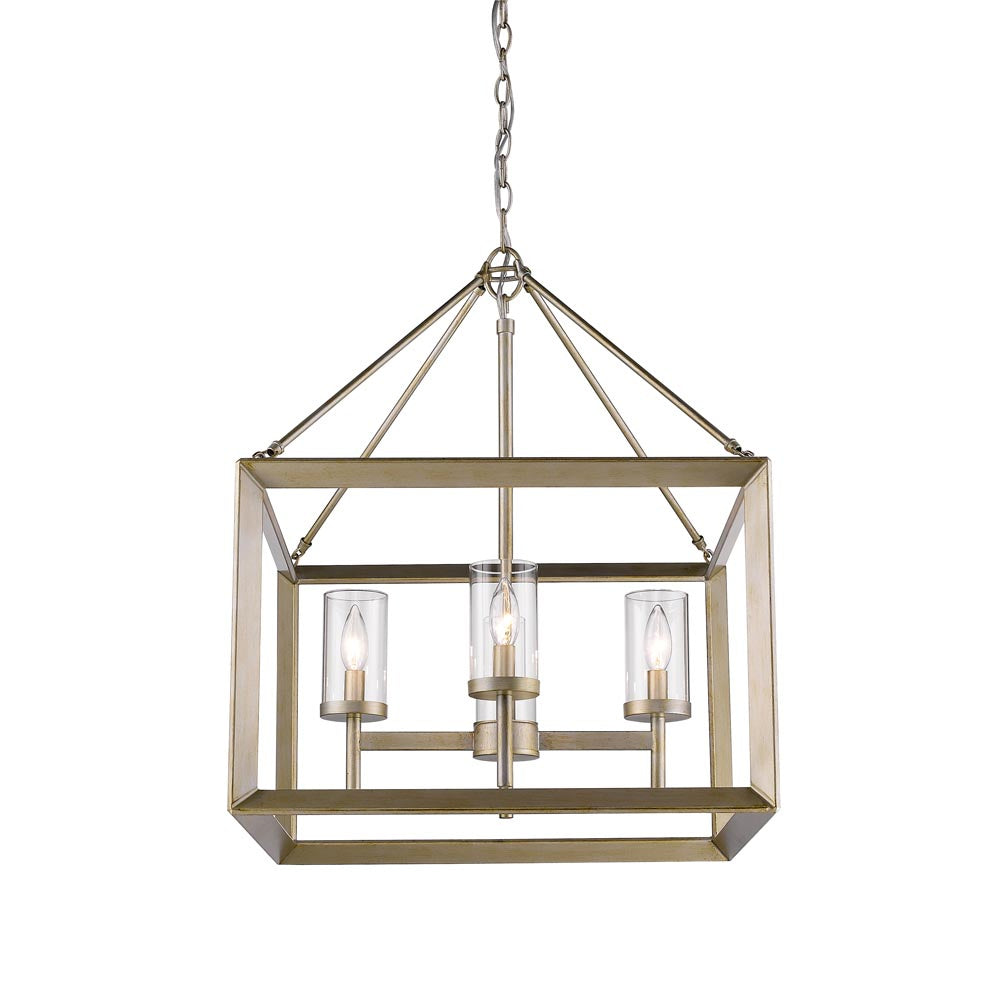 Golden - 2073-4 WG-CLR - Four Light Chandelier - Smyth WG - White Gold