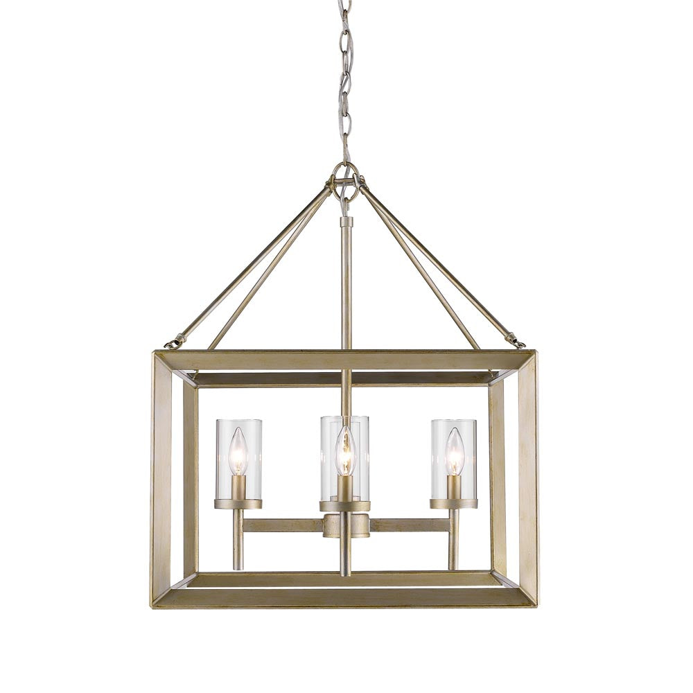 Golden - 2073-4 WG-CLR - Four Light Chandelier - Smyth WG - White Gold