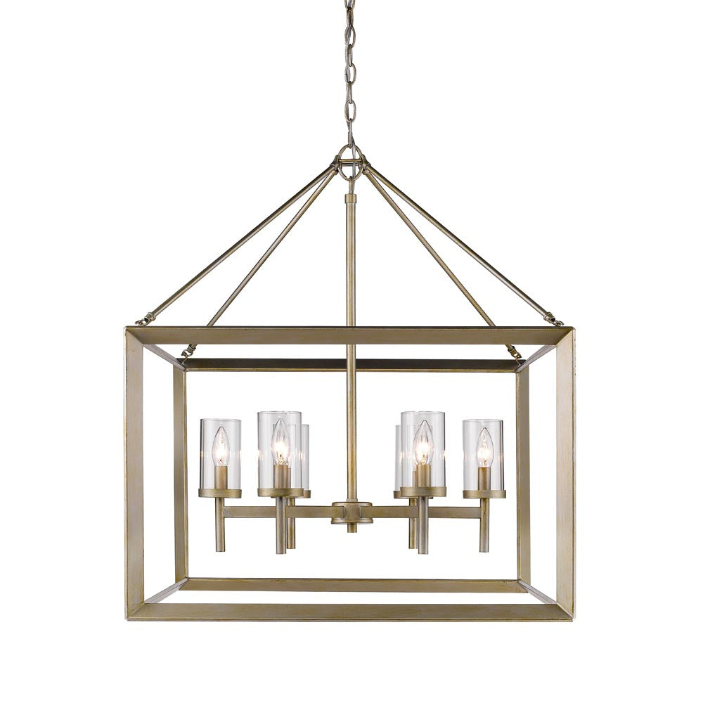 Golden - 2073-6 WG-CLR - Six Light Chandelier - Smyth WG - White Gold