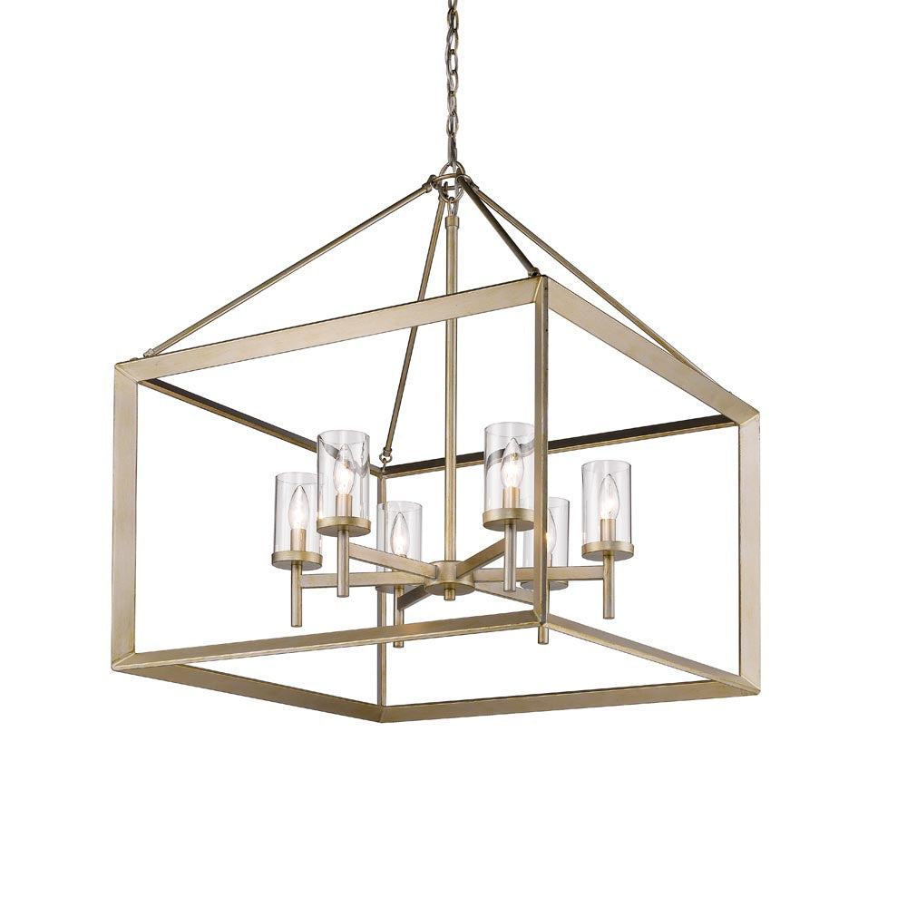 Golden - 2073-6 WG-CLR - Six Light Chandelier - Smyth WG - White Gold