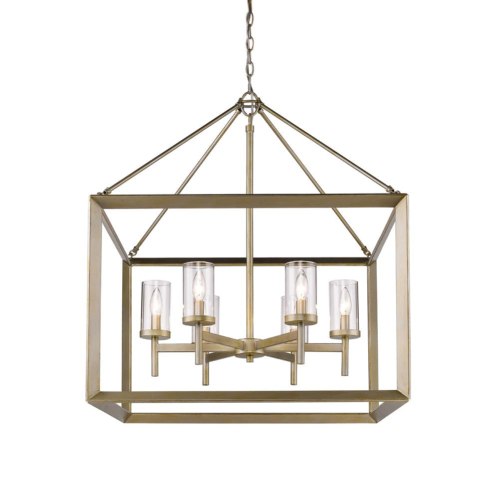 Golden - 2073-6 WG-CLR - Six Light Chandelier - Smyth WG - White Gold