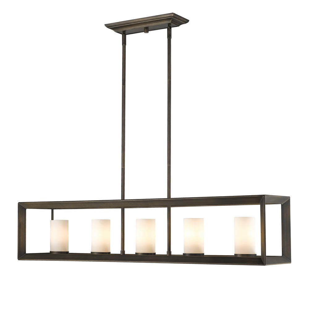 Golden - 2073-LP GMT-OP - Five Light Linear Pendant - Smyth - Gunmetal Bronze