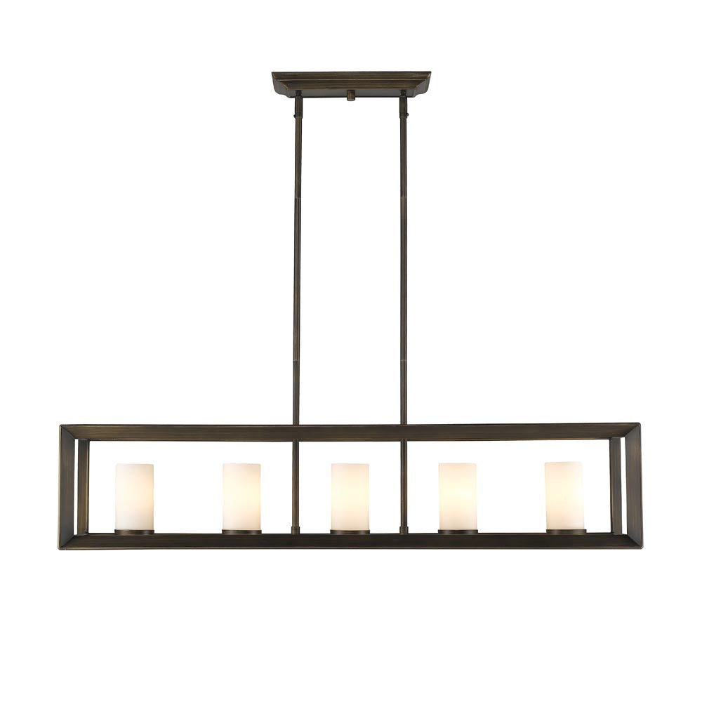 Golden - 2073-LP GMT-OP - Five Light Linear Pendant - Smyth - Gunmetal Bronze