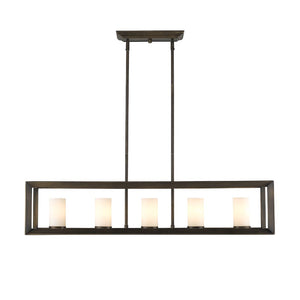 Golden - 2073-LP GMT-OP - Five Light Linear Pendant - Smyth - Gunmetal Bronze