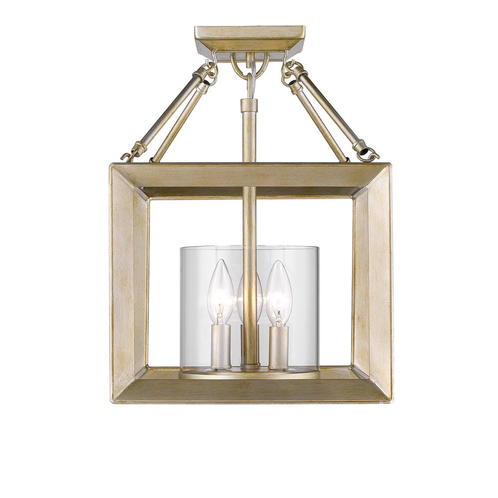 Golden - 2073-SF WG-CLR - Three Light Semi-Flush Mount - Smyth WG - White Gold