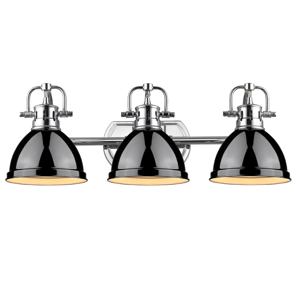 Golden - 3602-BA3 CH-BK - Three Light Bath Vanity - Duncan CH - Chrome