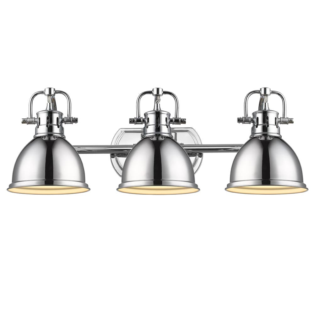 Golden - 3602-BA3 CH-CH - Three Light Bath Vanity - Duncan CH - Chrome