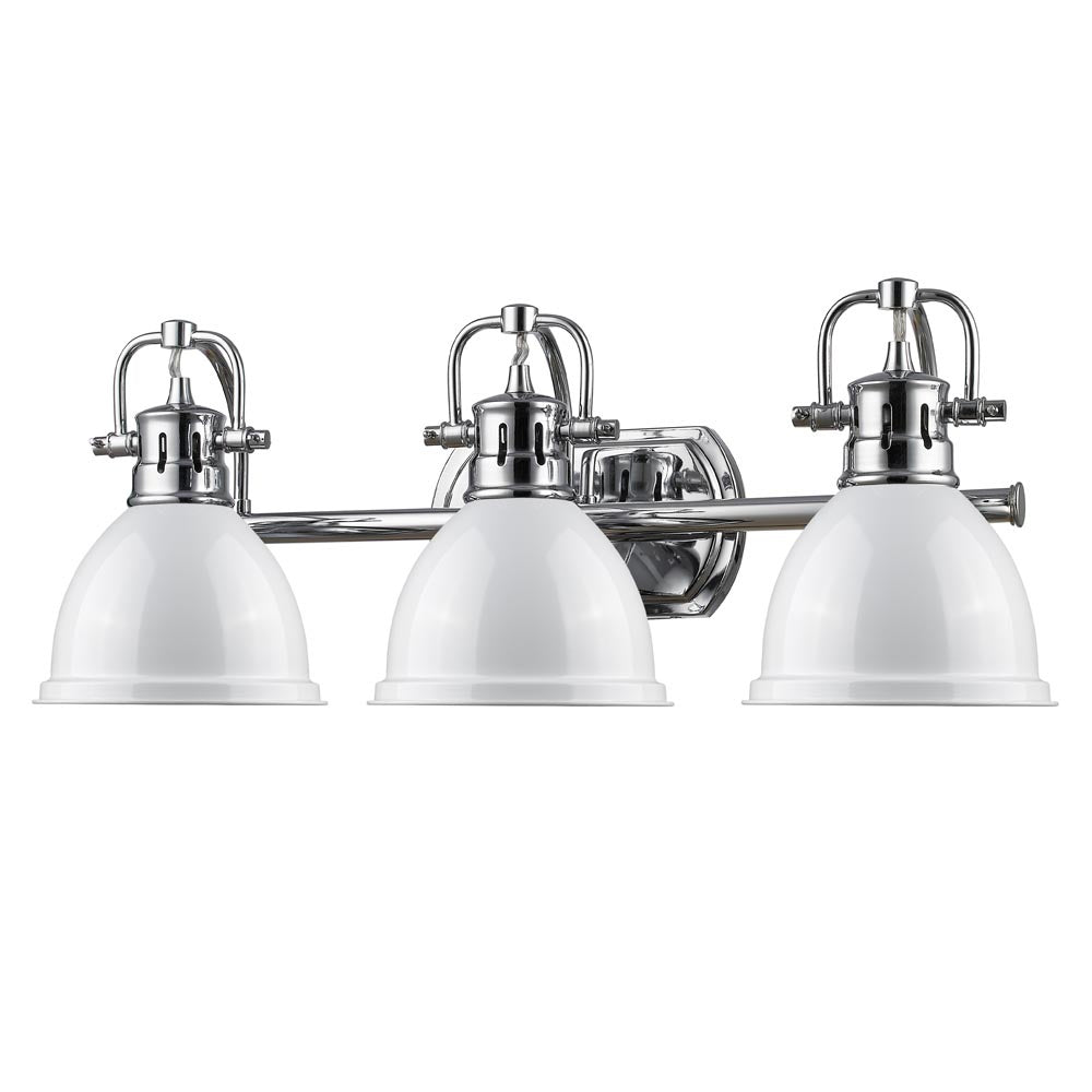 Golden - 3602-BA3 CH-WH - Three Light Bath Vanity - Duncan CH - Chrome