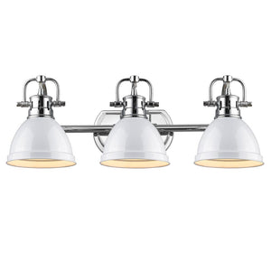 Golden - 3602-BA3 CH-WH - Three Light Bath Vanity - Duncan CH - Chrome