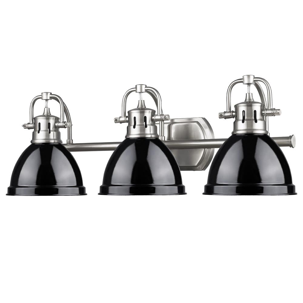 Golden - 3602-BA3 PW-BK - Three Light Bath Vanity - Duncan PW - Pewter