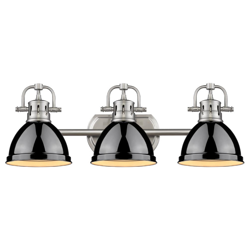 Golden - 3602-BA3 PW-BK - Three Light Bath Vanity - Duncan PW - Pewter