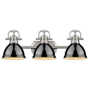 Golden - 3602-BA3 PW-BK - Three Light Bath Vanity - Duncan PW - Pewter