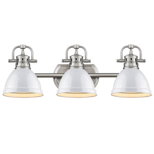 Golden - 3602-BA3 PW-WH - Three Light Bath Vanity - Duncan PW - Pewter