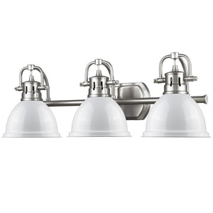 Golden - 3602-BA3 PW-WH - Three Light Bath Vanity - Duncan PW - Pewter