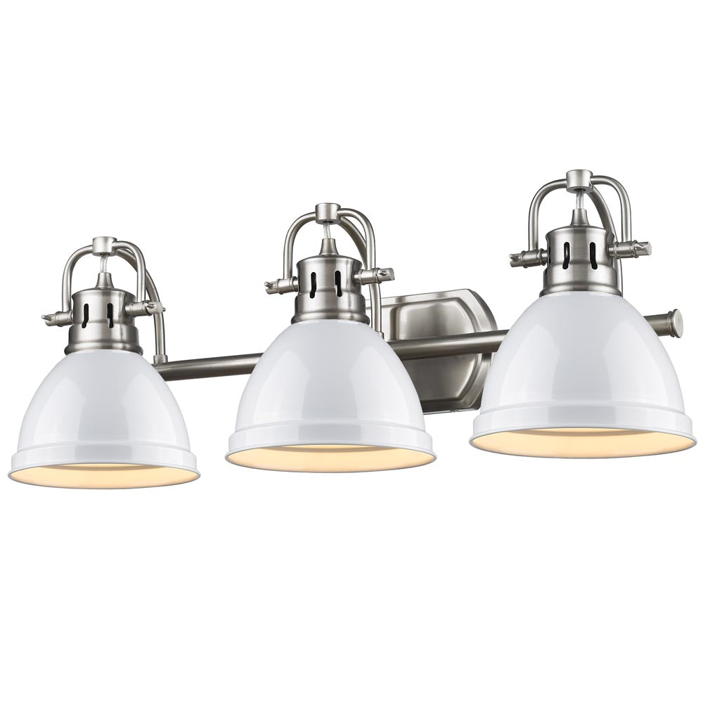 Golden - 3602-BA3 PW-WH - Three Light Bath Vanity - Duncan PW - Pewter