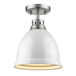 Golden - 3602-FM PW-WH - One Light Flush Mount - Duncan PW - Pewter