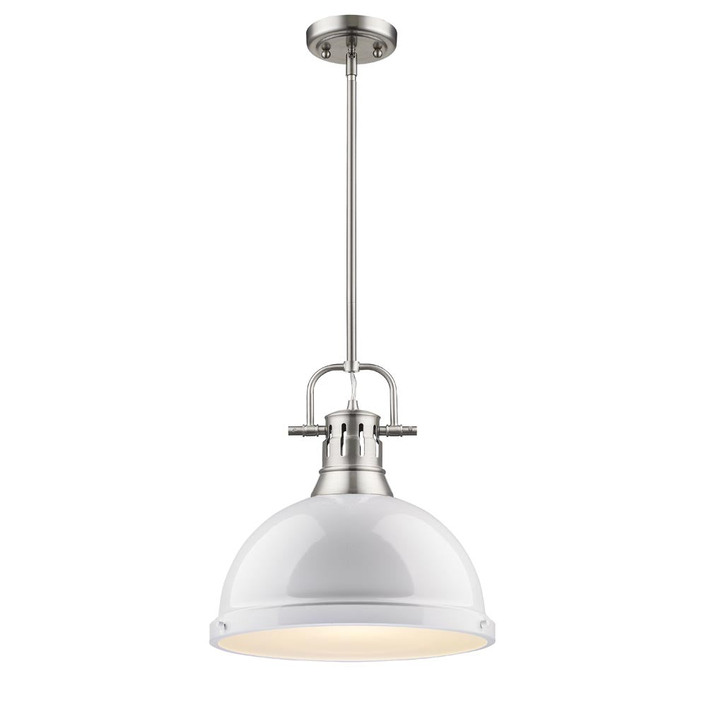 Golden - 3604-L PW-WH - One Light Pendant - Duncan PW - Pewter