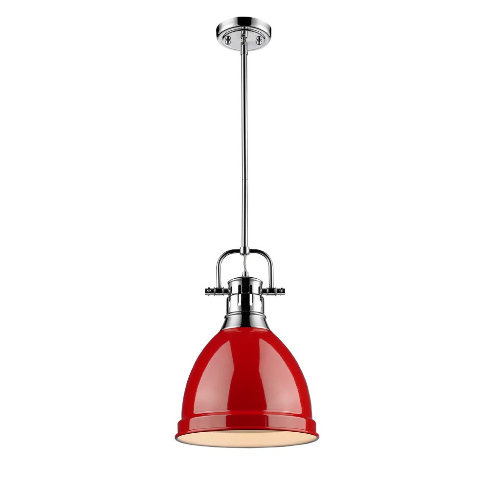 Golden - 3604-S CH-RD - One Light Pendant - Duncan CH - Chrome