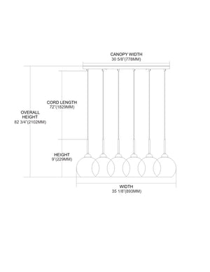 ELK Home - 10240/6RC-CHR - Six Light Pendant - Cassandra - Polished Chrome