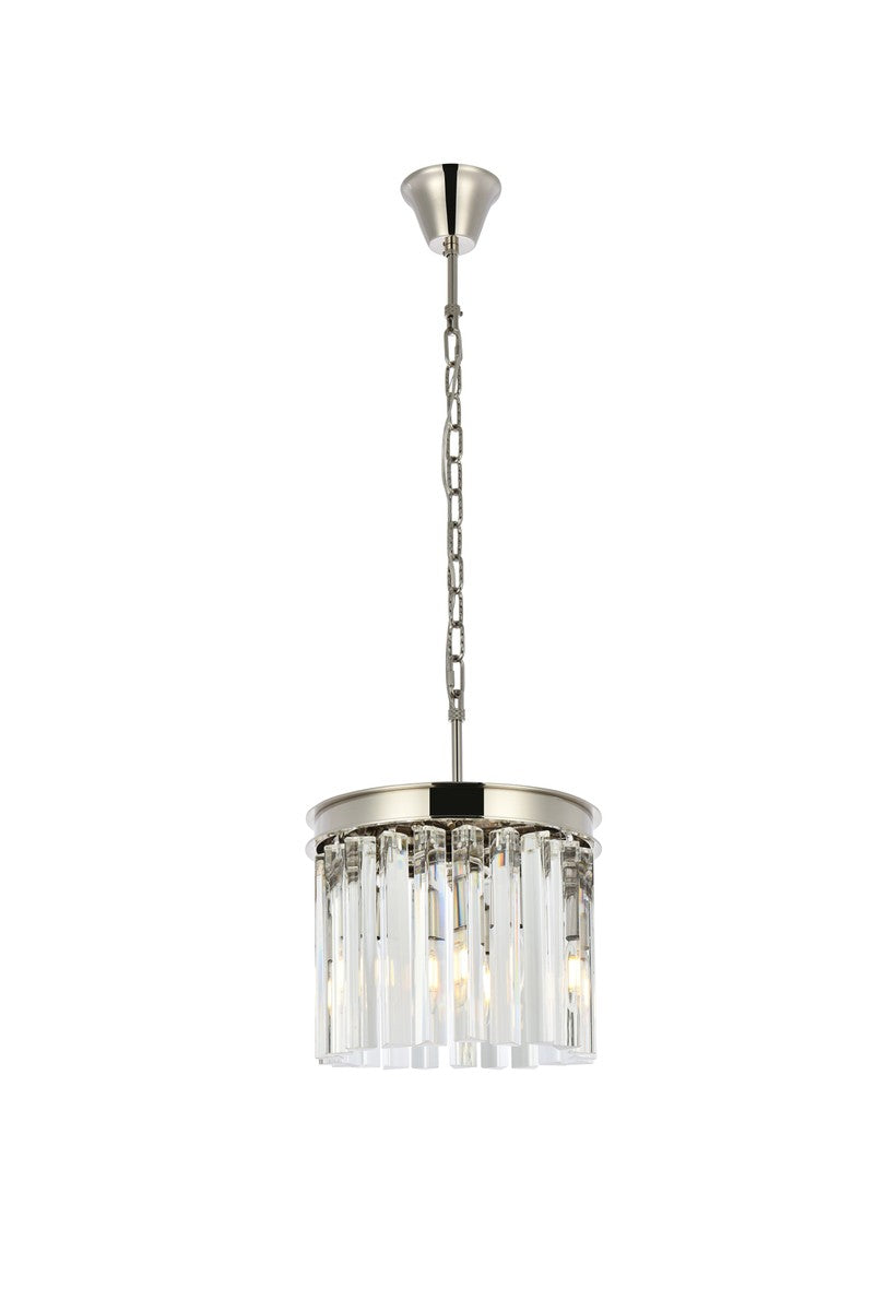 Elegant Lighting - 1208D12PN/RC - Three Light Pendant - Sydney - Polished Nickel