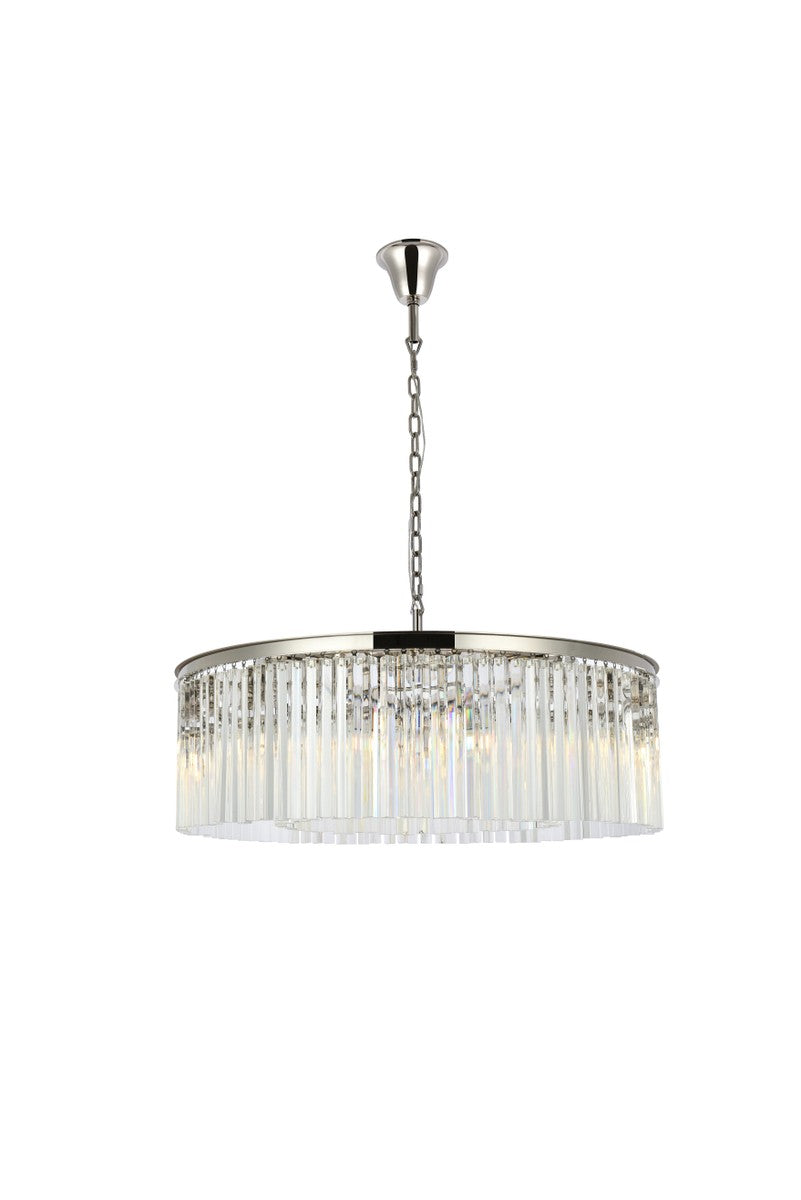 Elegant Lighting - 1208G43PN/RC - Ten Light Chandelier - Sydney - Polished Nickel