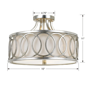 Crystorama - 285-SA - Three Light Semi Flush Mount - Graham - Antique Silver