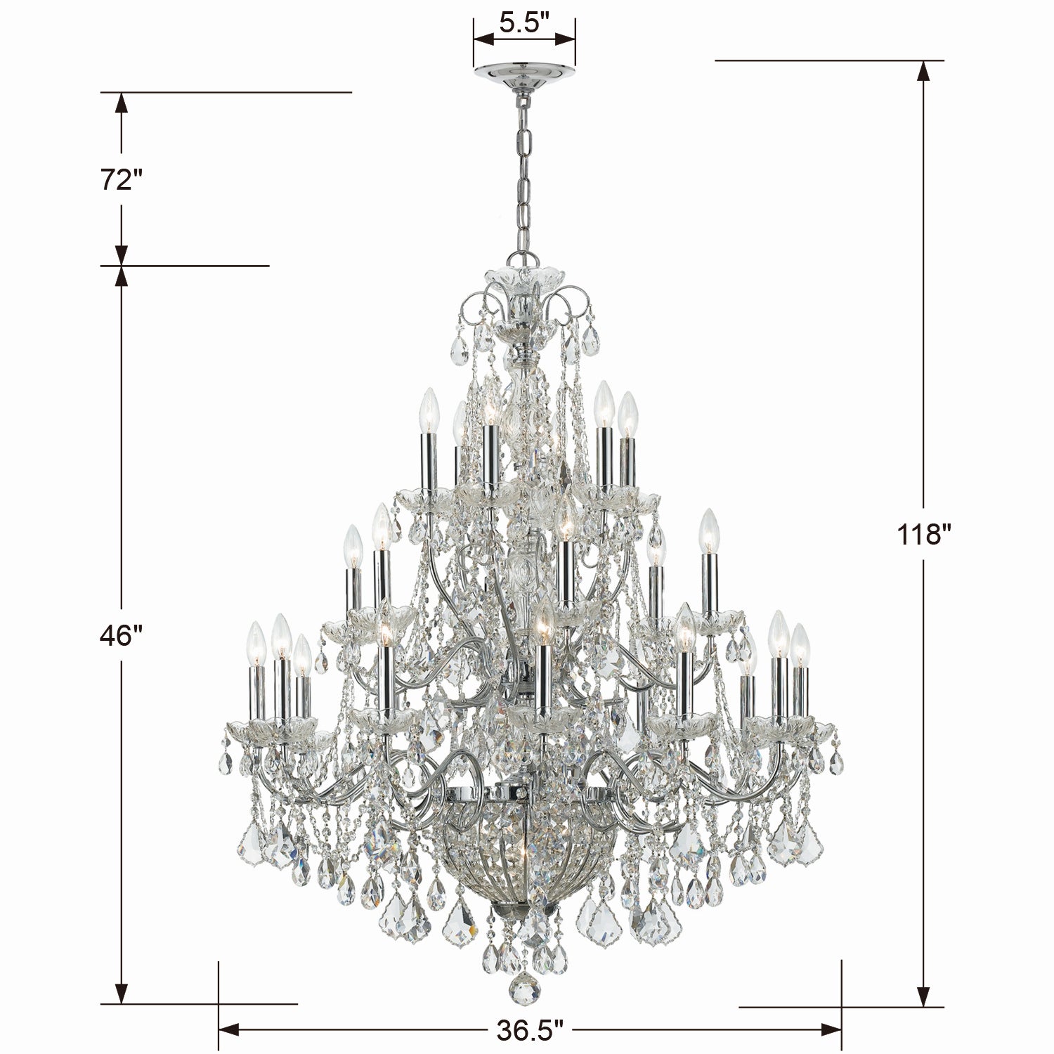 Crystorama - 3229-CH-CL-MWP - 26 Light Chandelier - Imperial - Polished Chrome