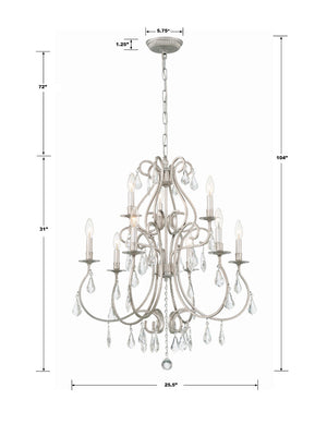 Crystorama - 5019-OS-CL-MWP - Nine Light Chandelier - Ashton - Olde Silver