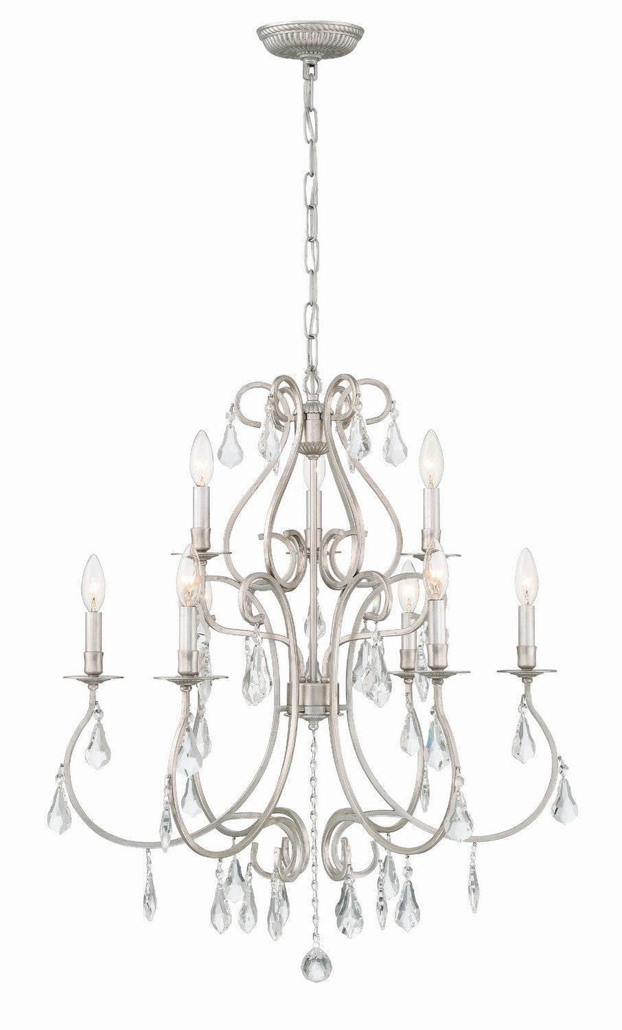 Crystorama - 5019-OS-CL-MWP - Nine Light Chandelier - Ashton - Olde Silver