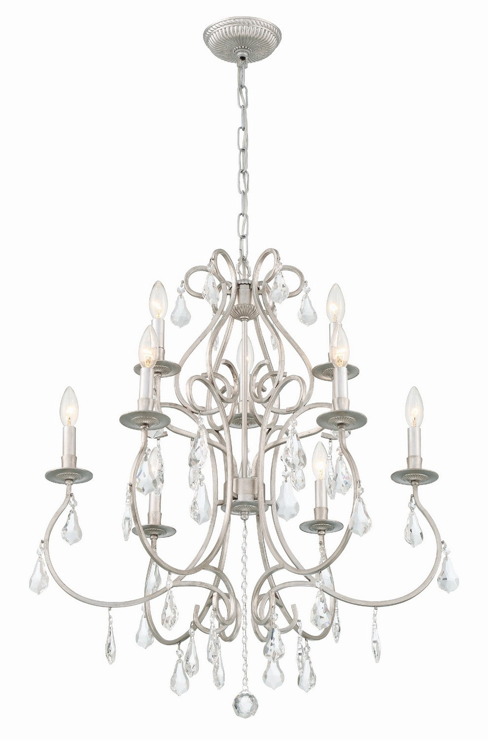 Crystorama - 5019-OS-CL-MWP - Nine Light Chandelier - Ashton - Olde Silver